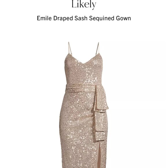 Emile Sequined Gown by Likely (champagne/gold colour) Size 6 - Picture 8 of 8